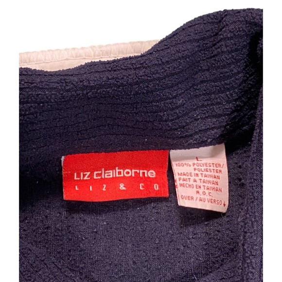 Liz Claiborne Women's Size L Navy Blue Button-Down Long Sleeves Knit Sweater - Picture 6 of 7